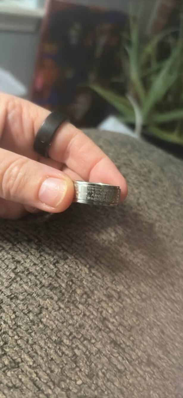 Stainless Steel Religious Prayer Spinner Ring size 10